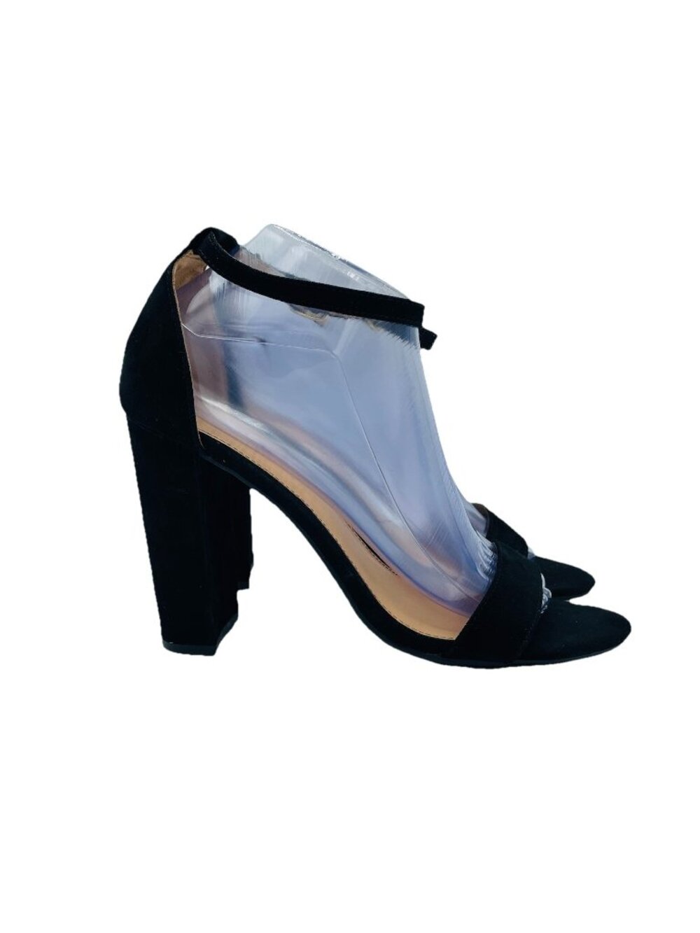 Merona Shoes Womens Size 8.5 Black High Heels Sandals Comfort Ankle Strap